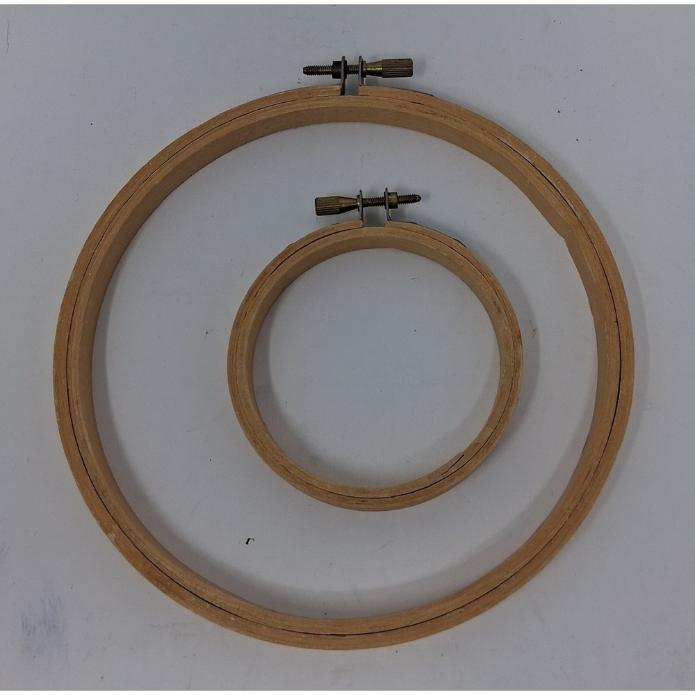 Vintage Wooden Embroidery Hoop Set 3 inch and 6 inch Round Needlework Taiwan